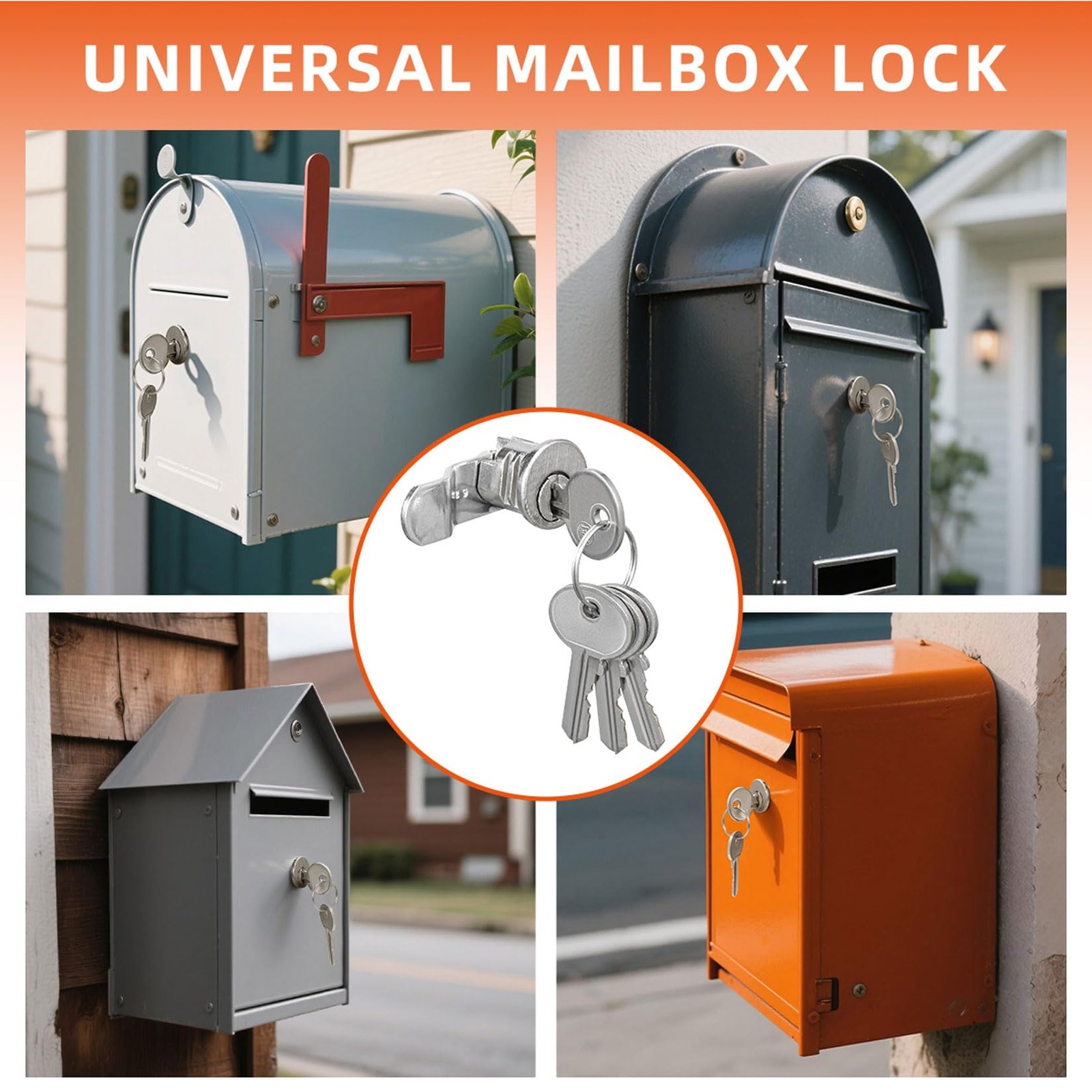 Mailbox Lock Replacement with 4 Keys - Multipurpose Mail Box Locks Compatible...