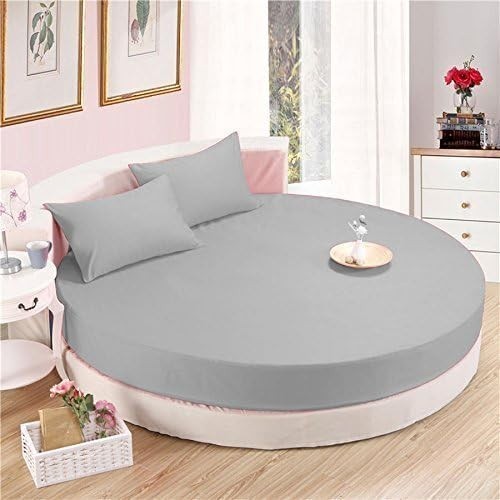 4 Piece Round Bed Sheet Set - Solid Silver 600 TC Cotton Pocket Up to 20" In -