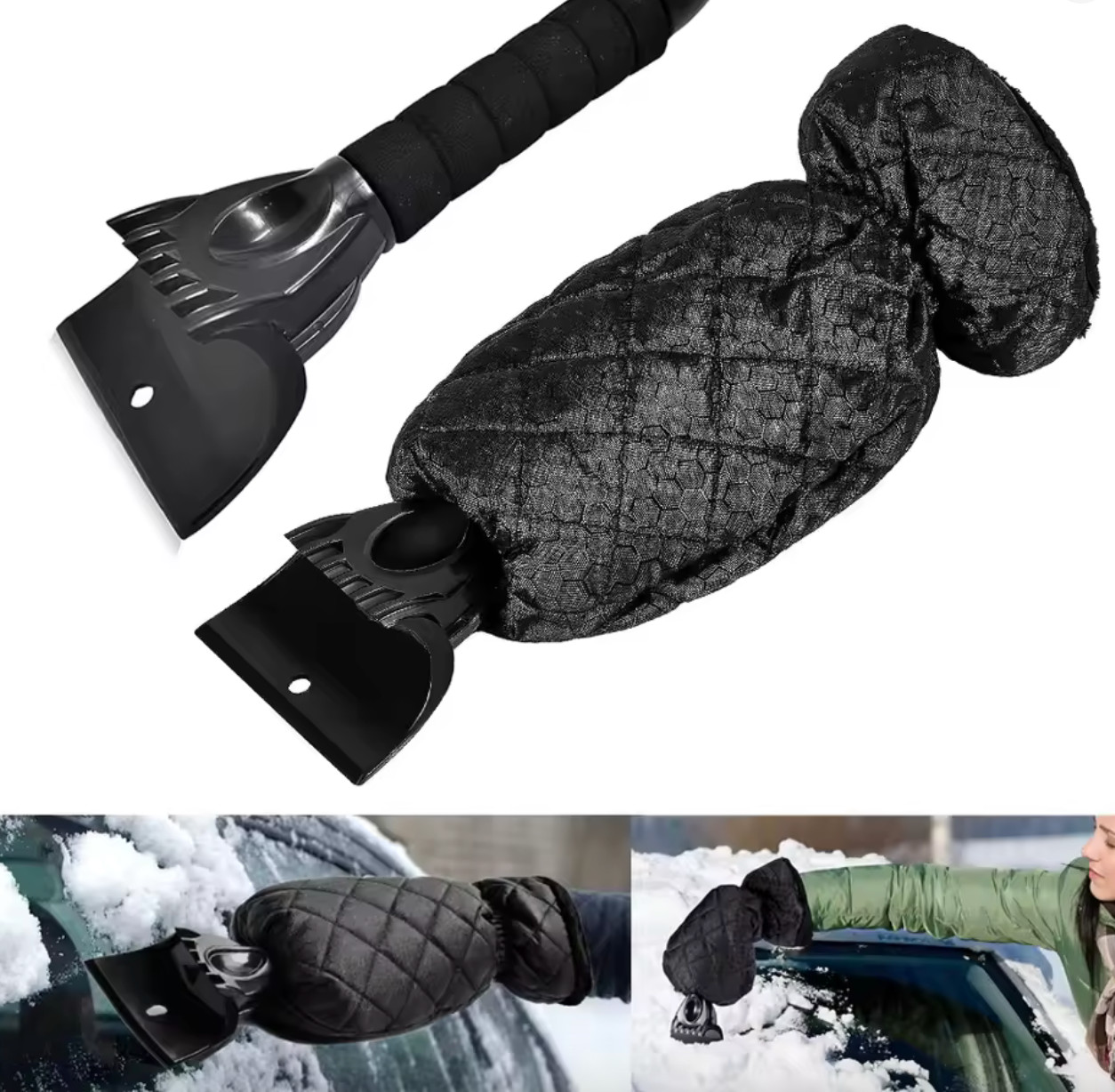 Car Windshield Non Scratch Ice Scraper Mitt Waterproof Snow Glove
