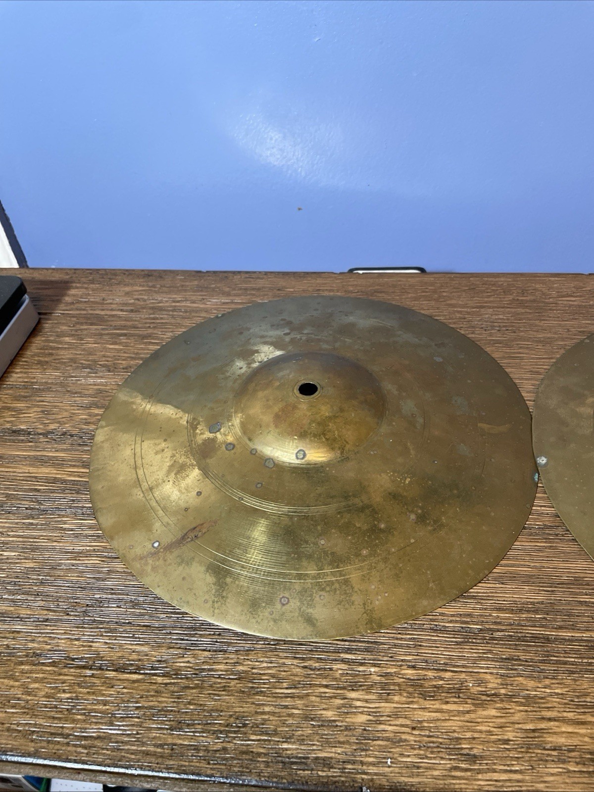 Unbranded brass hi hat cymbal 10-1/4"  Weighs 14.8 Oz Each