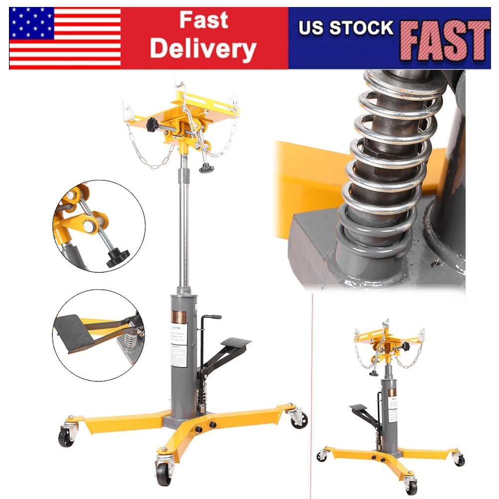 2 Stage 1100LB Hydraulic Transmission Jack w/360° Swivel Wheels Lift Hoist Auto