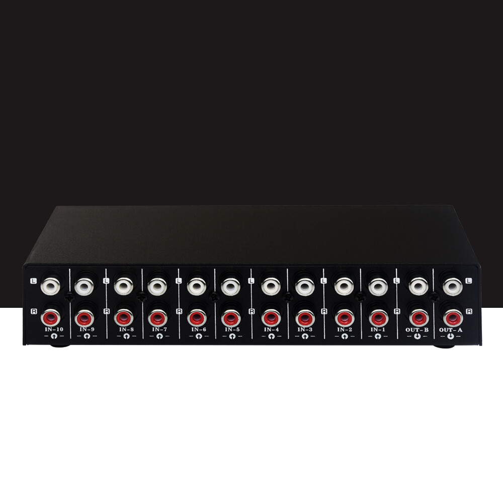 B059 Audio Switcher RCA Selector 10 IN 2 OUT Lossless Bidirectional Switching
