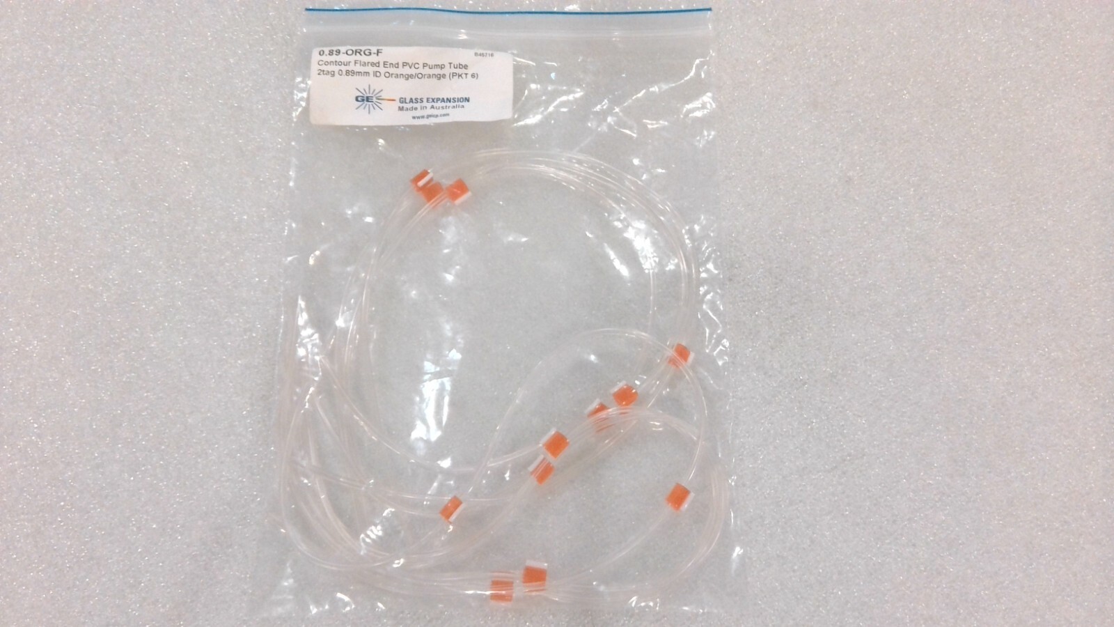 GLASS EXPANSION 0.89-ORG-F CONTOUR FLARED END PVC PUMP TUBE (LOT OF 6)