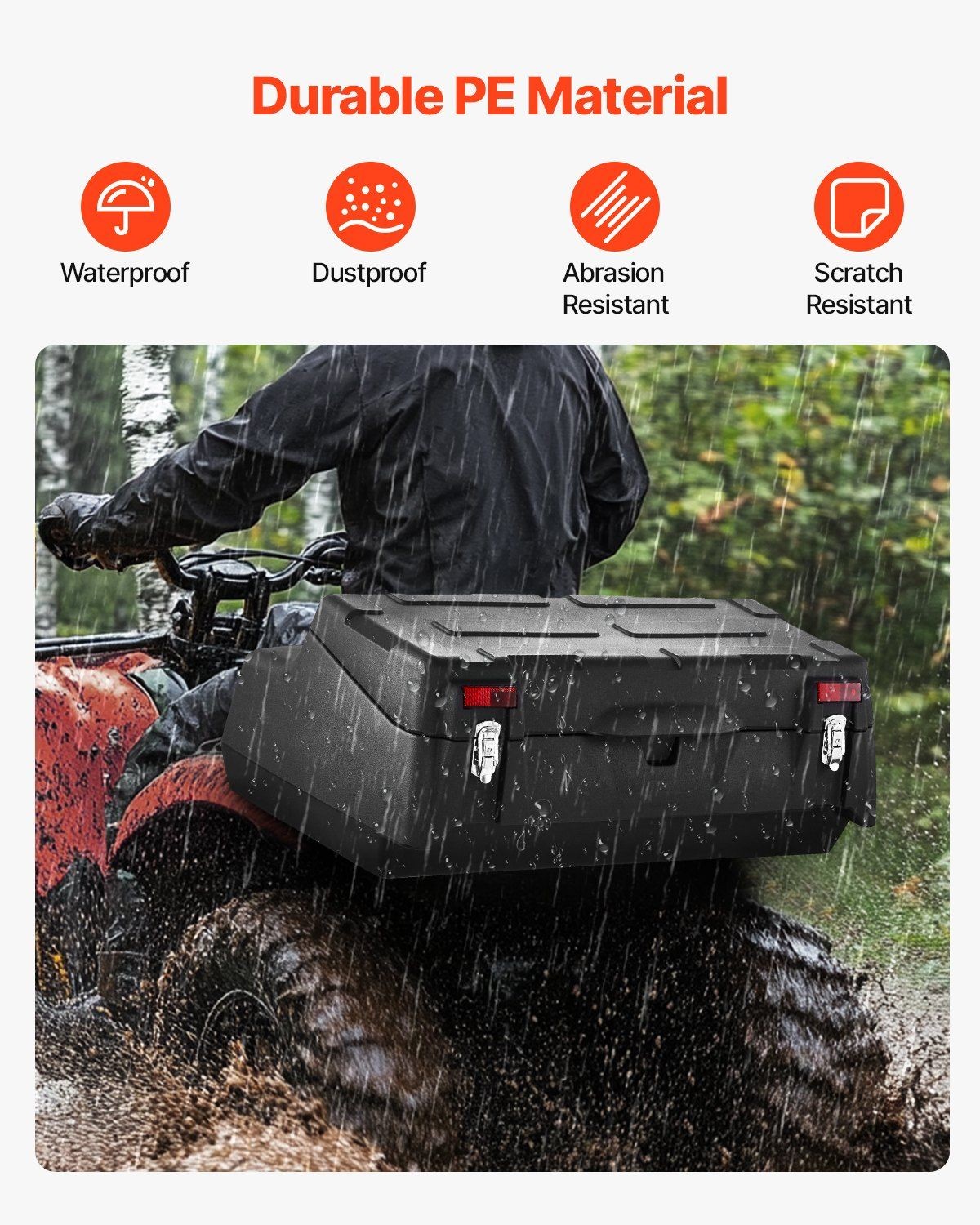95L ATV/UTV Rear Cargo Box, Waterproof & Durable