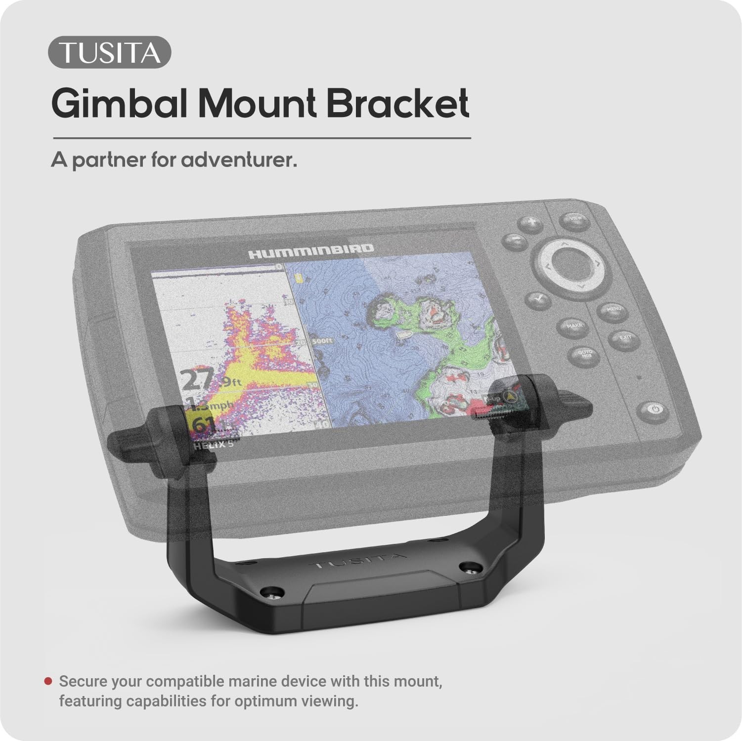 Gimbal Mount Bracket & Knobs for Humminbird Helix 5 Fishfinder, Easy Install