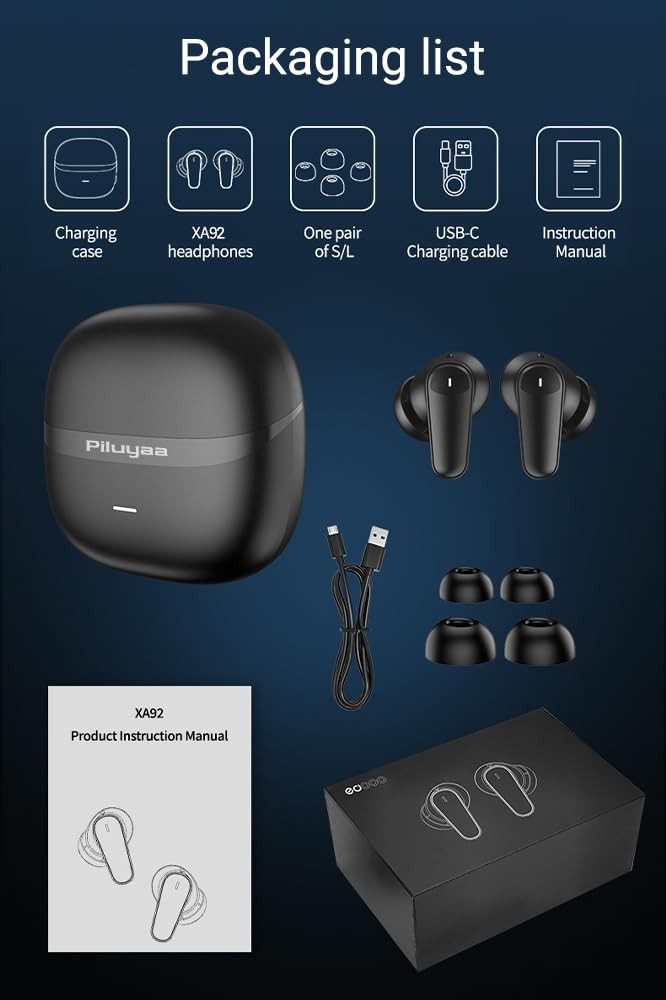 Wireless Earbuds Bluetooth Headphones ANC+ENC Ear Buds with Mic