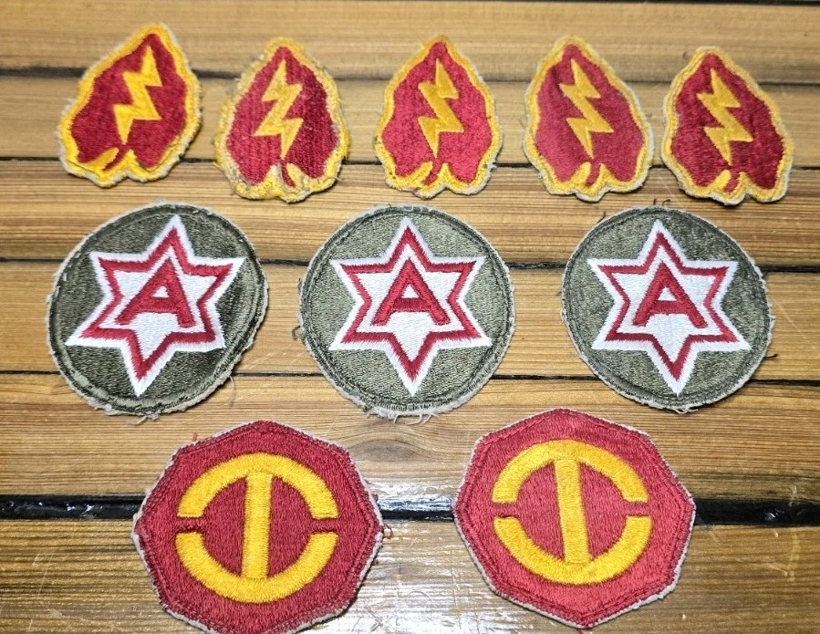 WWII US Army Patch Lot of 10 6th Army 25th 37th Infantry Division Insignia WW2