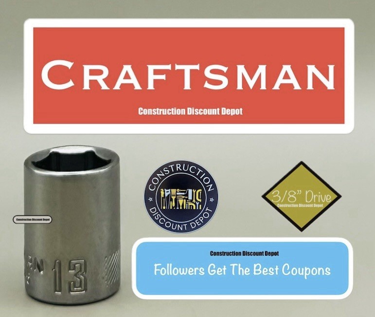 Craftsman 6 Point 3/8" Drive Chrome Shallow 13MM Socket CMMT43545 13 mm