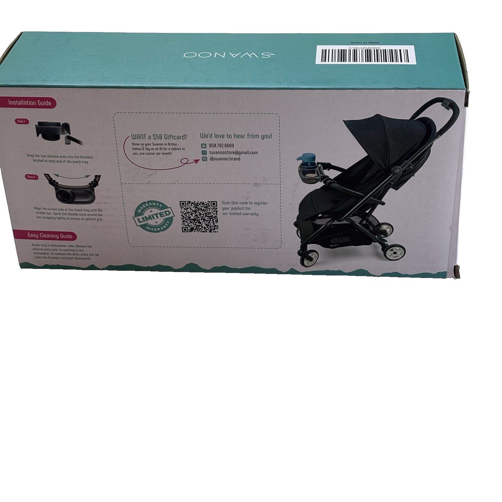 SWANOO Universal Stroller Tray with Sippy Cup Holder & Silicone Flexible Arms