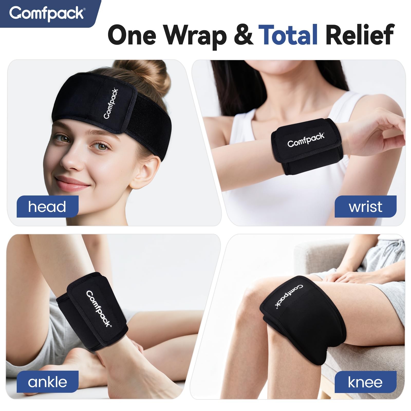 Comfpack Neck Ice Pack Wrap, Cervical Pack, Flexible Gel 24 Inch, Black