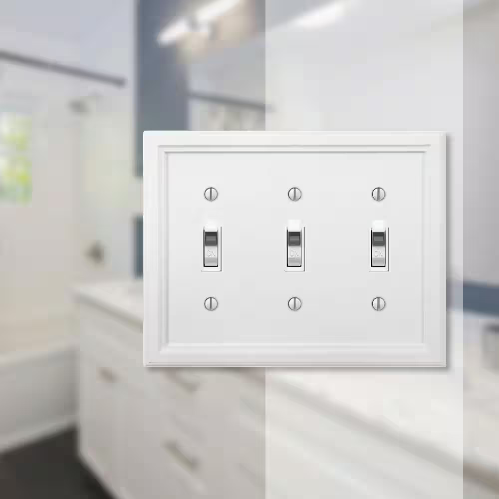 Elly 3 Gang Toggle Composite Wall Plate - White