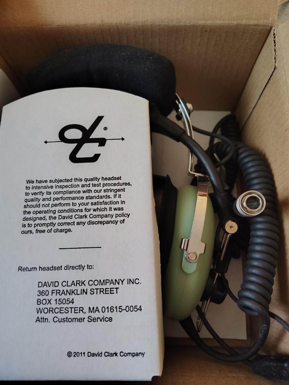 David Clark C130j Headset Microphone PN 40696G-01