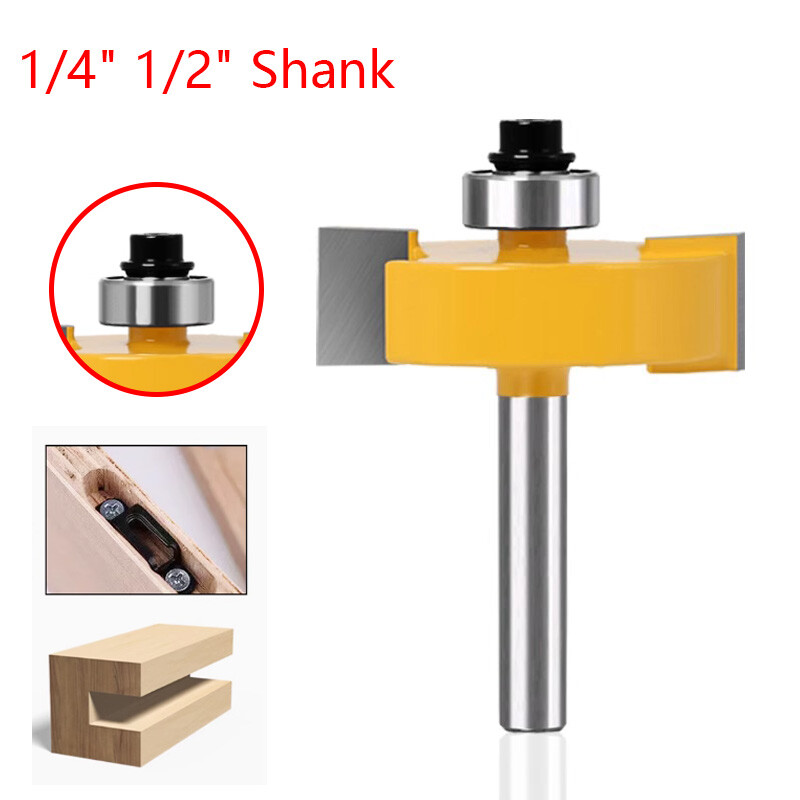 1/4" 1/2" Shank Ball Bearing T-shaped Cutter Trim Woodworking Milling Cutter