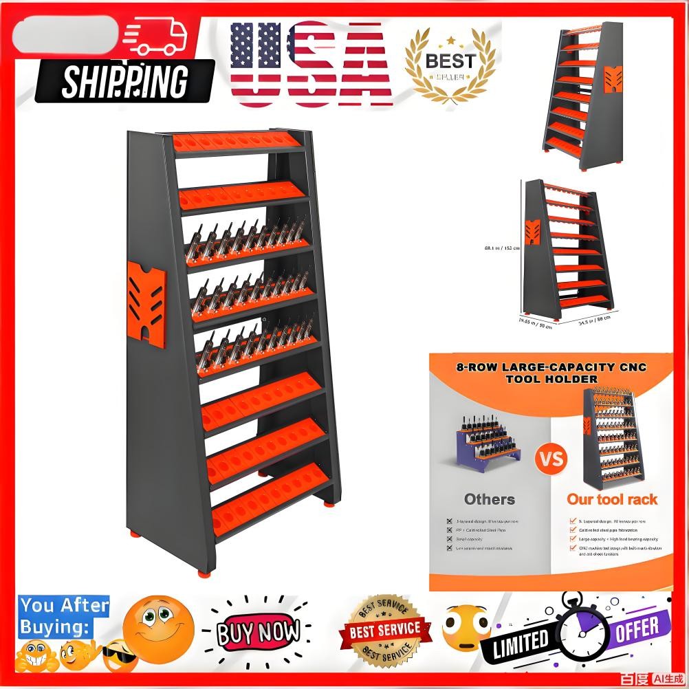 BT40/CAT40 Tool Rack Organizer - 80 Capacity Industrial CNC Tool Storage Cabinet