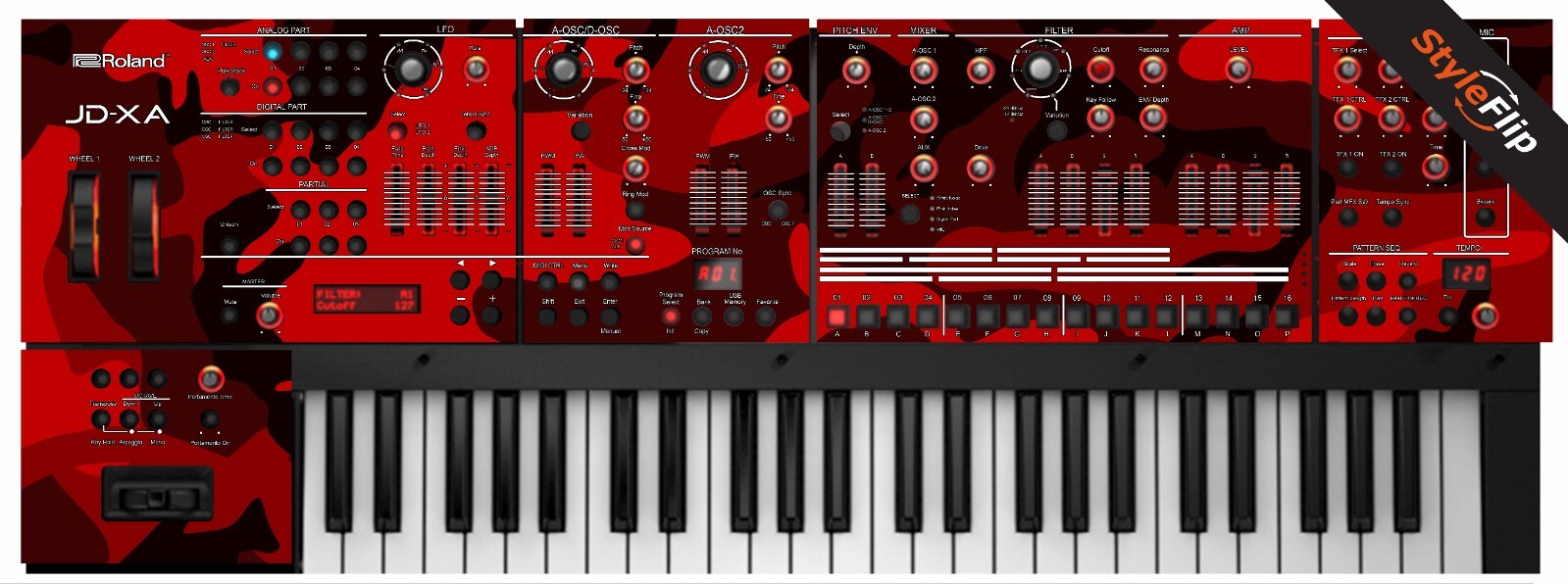 Roland JDXA Skins | Red Camo | Protective Decal | StyleFlip Skins