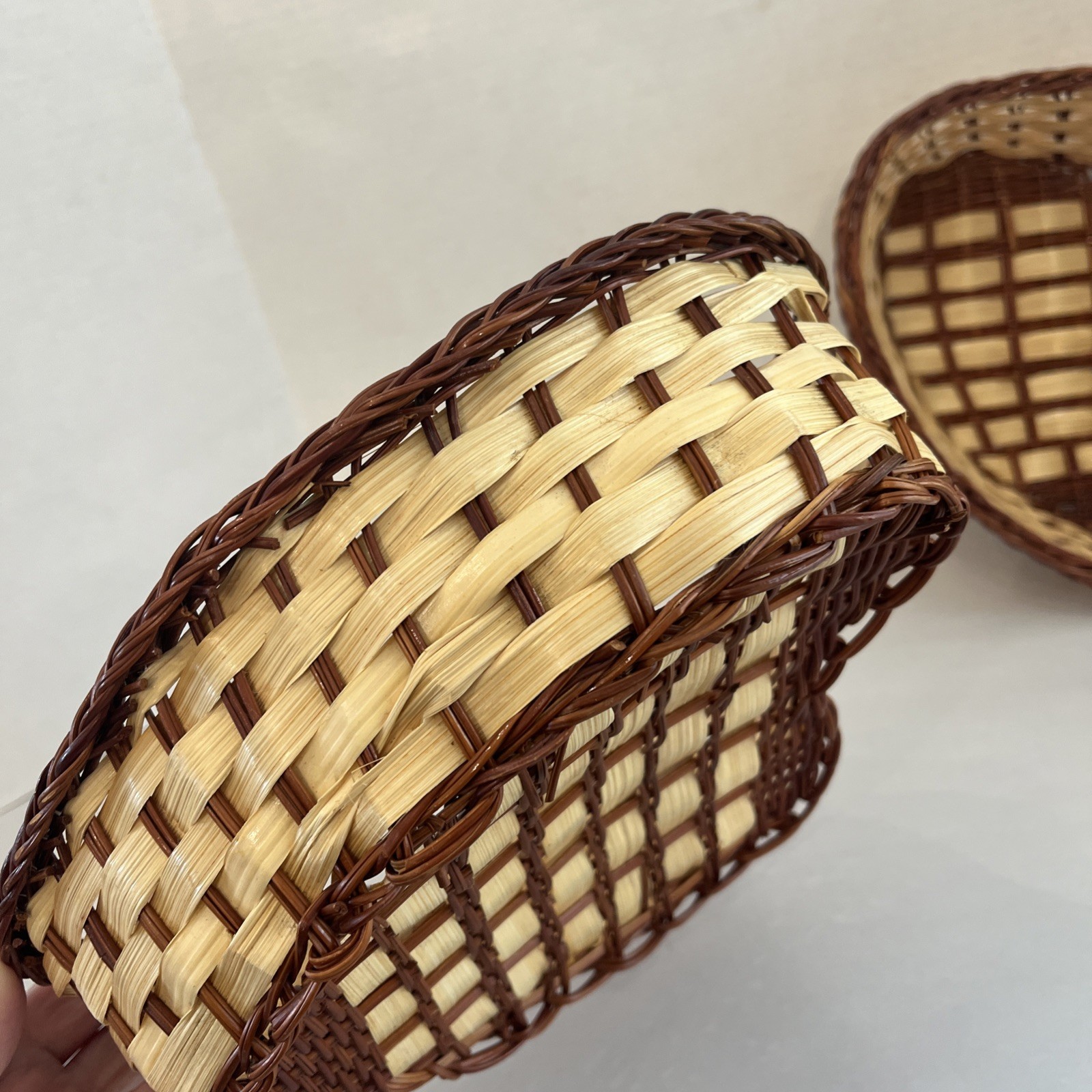 2 Vintage Baskets Wicker Heart Shaped Gallery Wall Storage Plants Serving Decor
