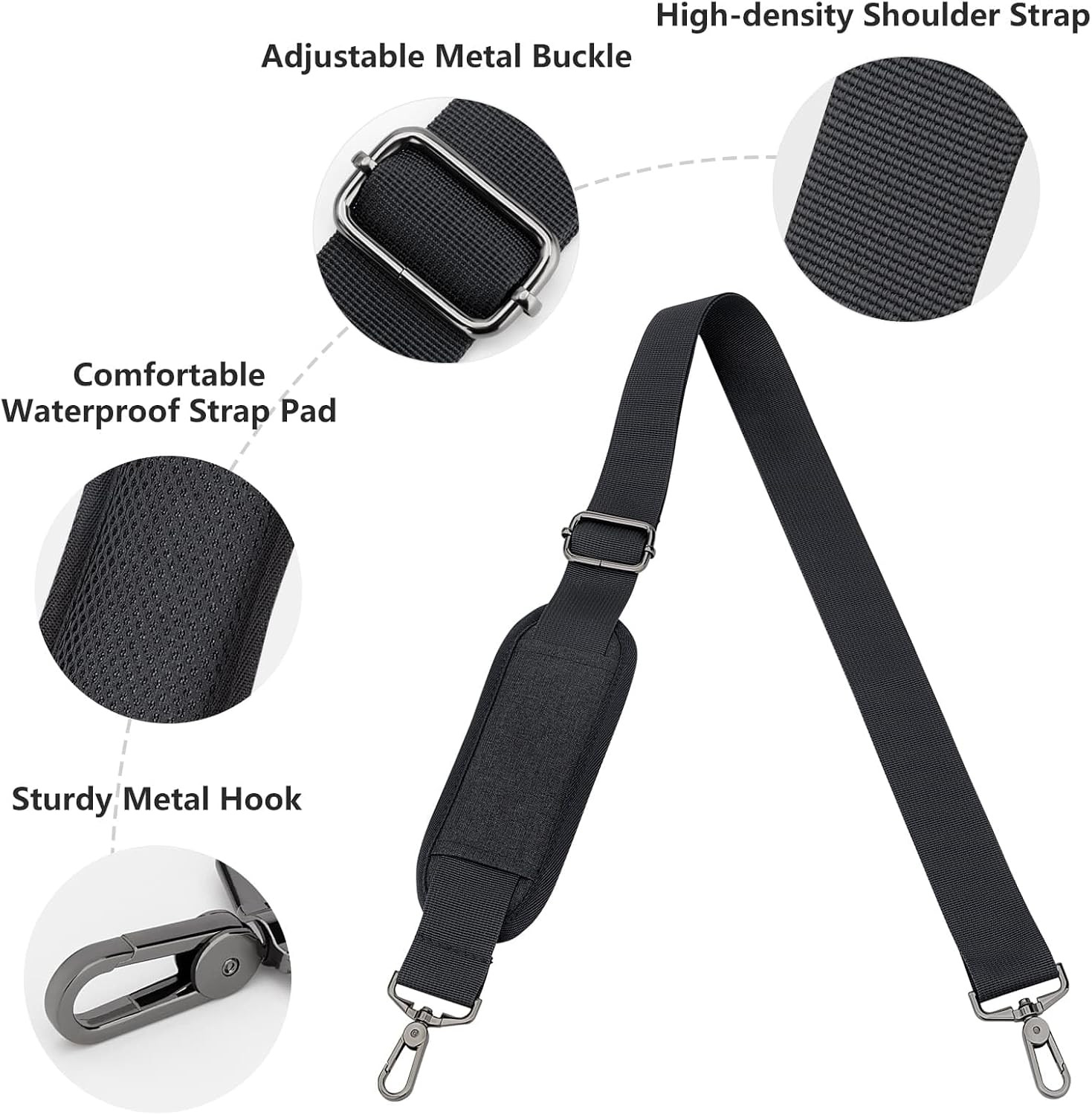 Adjustable Shoulder Strap Soft Padded Replacement Shoulder Strap with Hooks