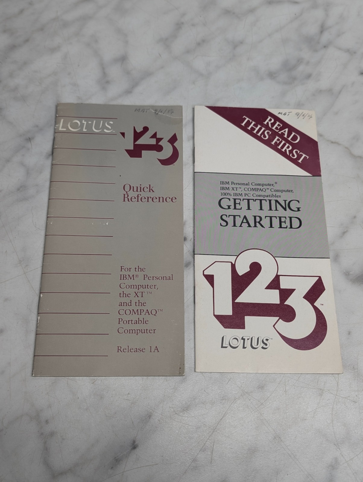 Lotus 1-2-3 Quick Reference & Getting Started Manuals Release 1A IBM PC