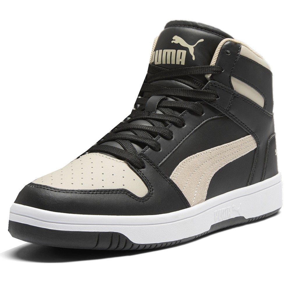 PUMA Rebound Layup Dust High Top Mens Beige, Black Sneakers Casual Shoes 400502