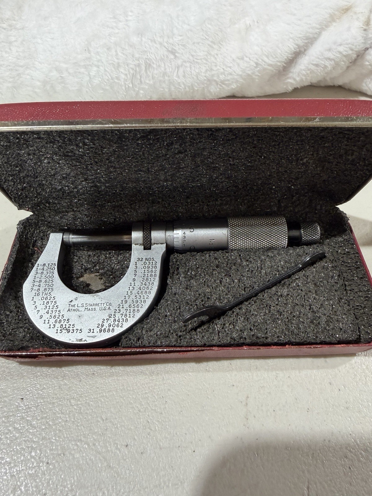L.S. Starrett No. 230 Outside Micrometer 0-1” .0001” Graduation w/ Case & Wrench