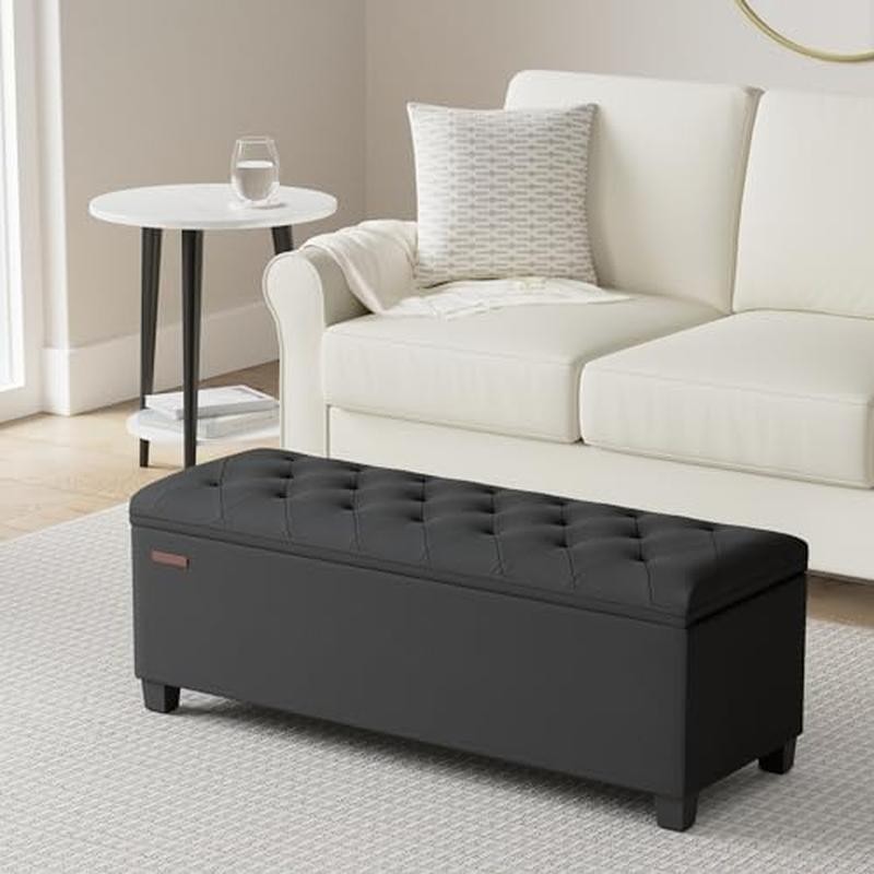 Elegant Storage Ottoman Bench Versatile Foot Rest Sturdy MDF 660lb Capacity New