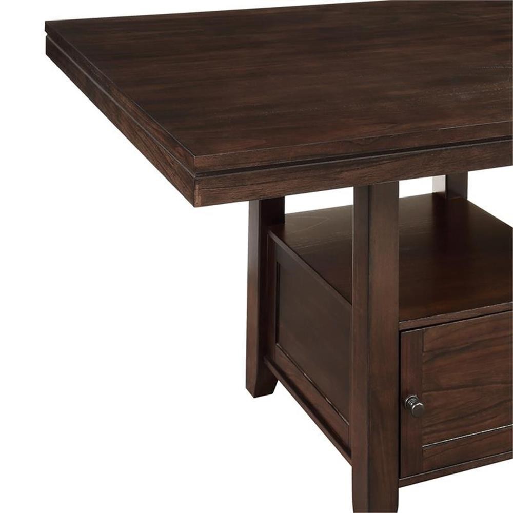 Yorktown Espresso Wood 7-Piece Counter Storage Dining Set