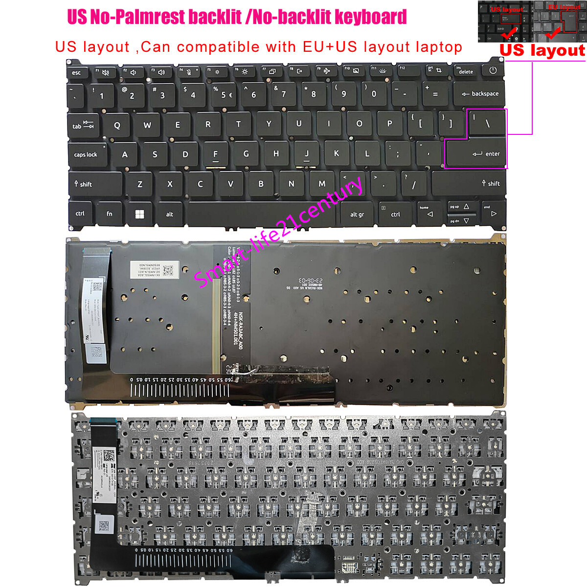 New US Keyboard For Acer Aspire Vero 14 AV14-51 ,AV14-52 AV14-52P N22Q21 laptop