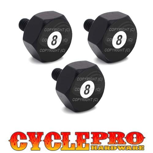 Black Billet Hex Windshield Bolt Kit For 93-13 Harley Touring - 8 POOL BALL