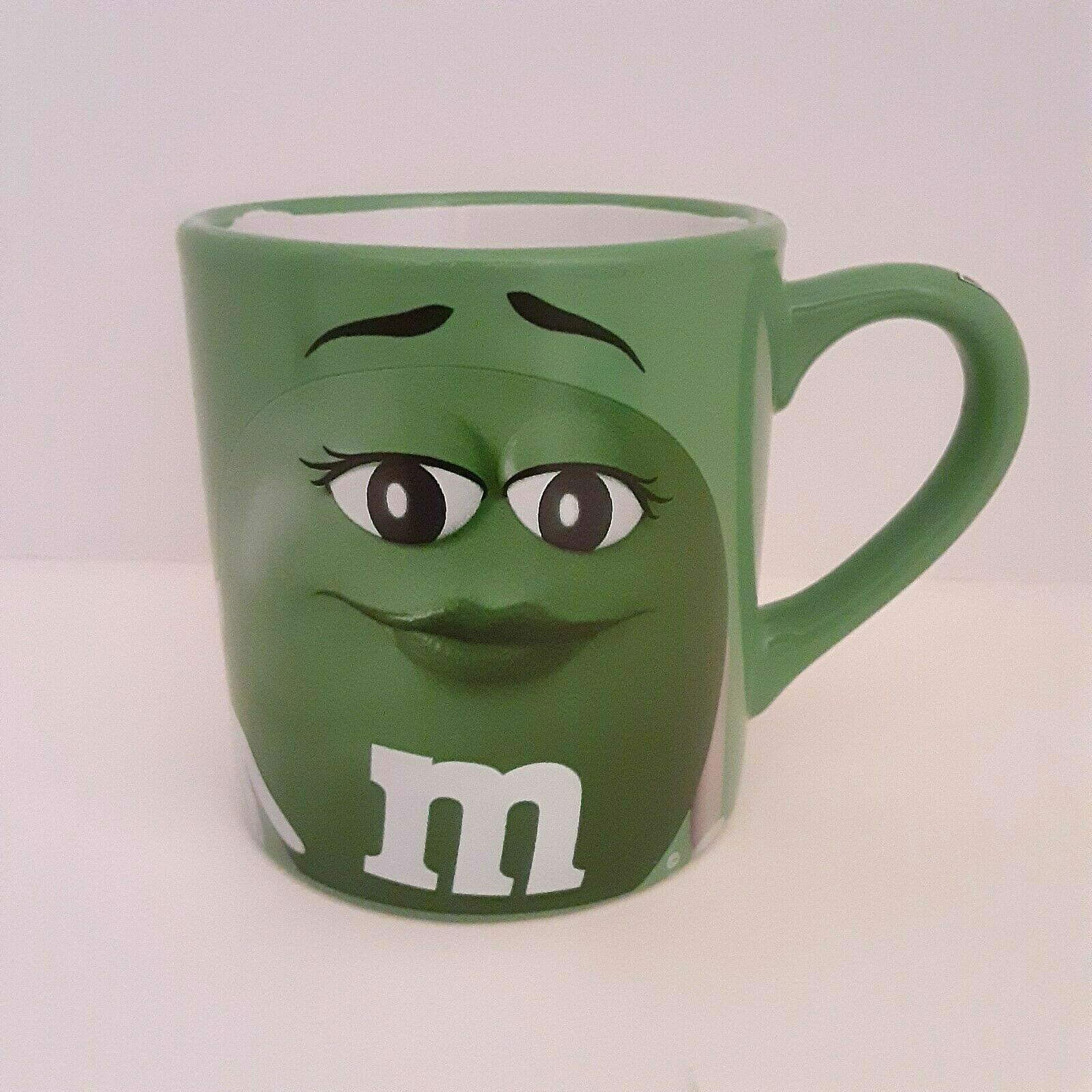 M&M's Green Lady Coffee Mug Cup 2 Sided with Logo Handle Design Large 16 oz