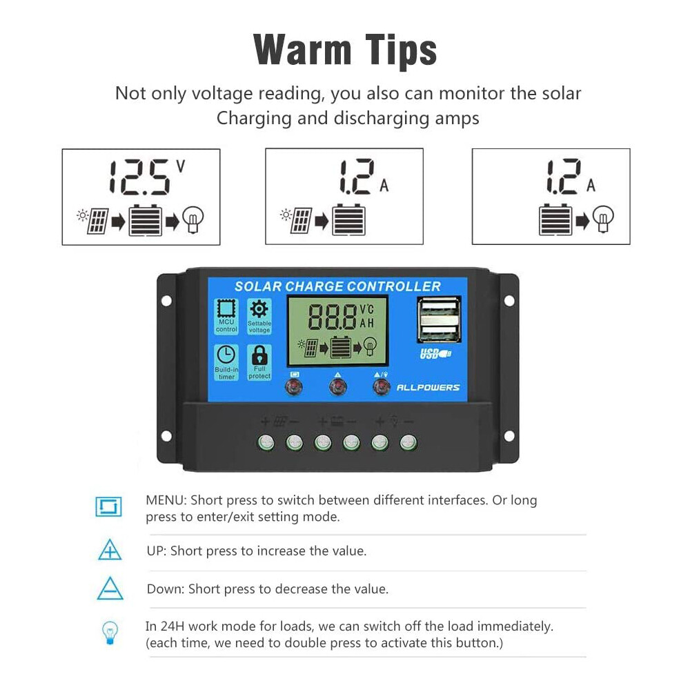 200W Solar Panel Kit 100A 12V/24V Battery Charger with Controller Caravan Boat