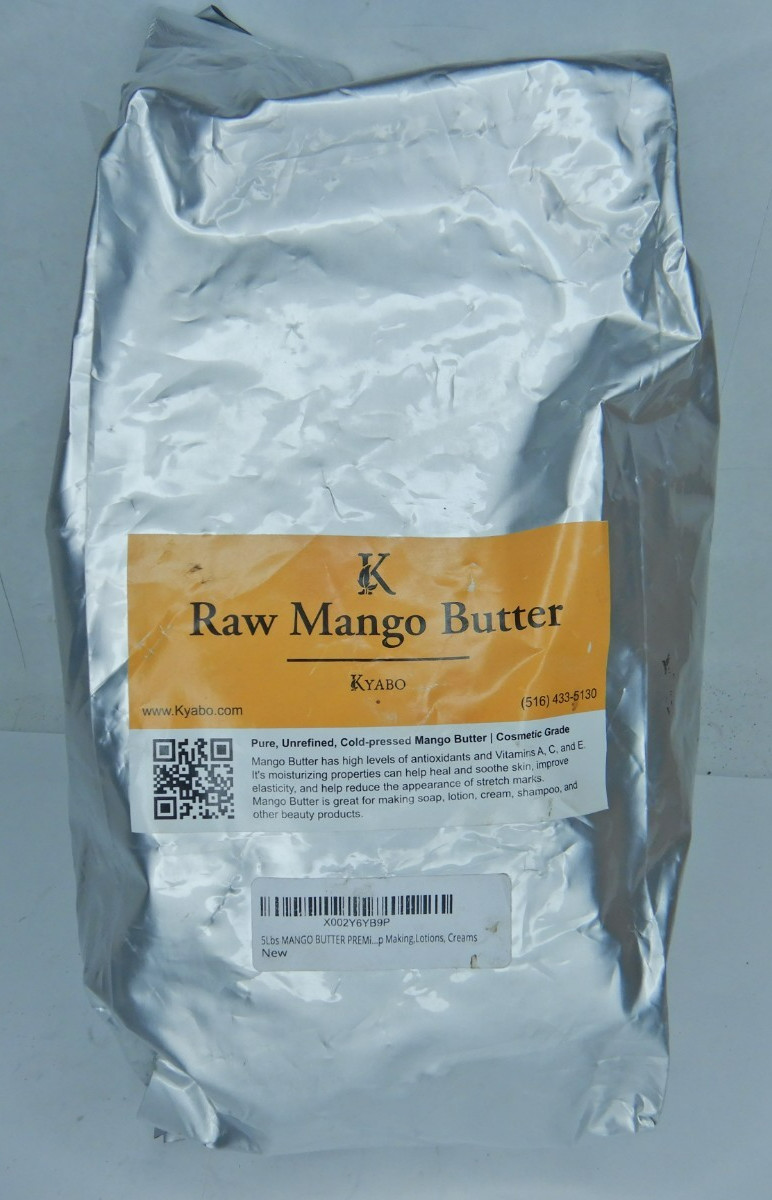 READ Kyabo 100% Pure Mango Butter, Organic Big 5 Lb. Raw, Unrefined (TORN BAG)