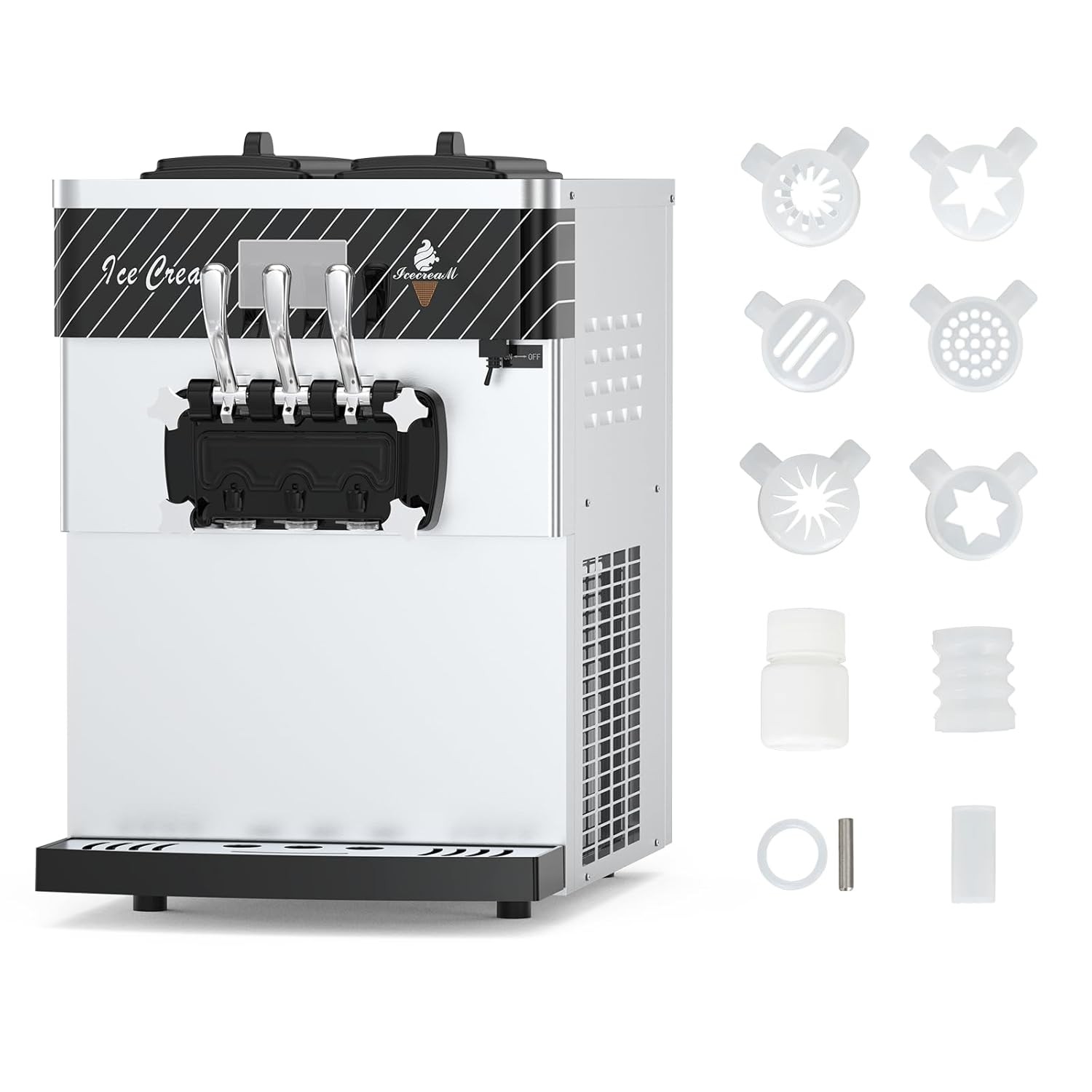 Automatic Ice Cream Maker -5.8to8 gal/ Hour LCD Panel Auto Clean Stainless Steel