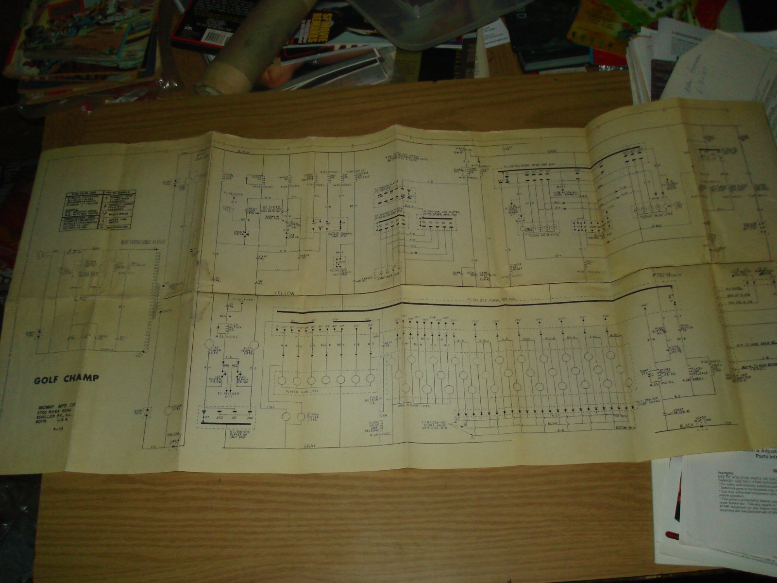 Golf Champ vintage foldout schematic Midway Mfg. 1972 pinball
