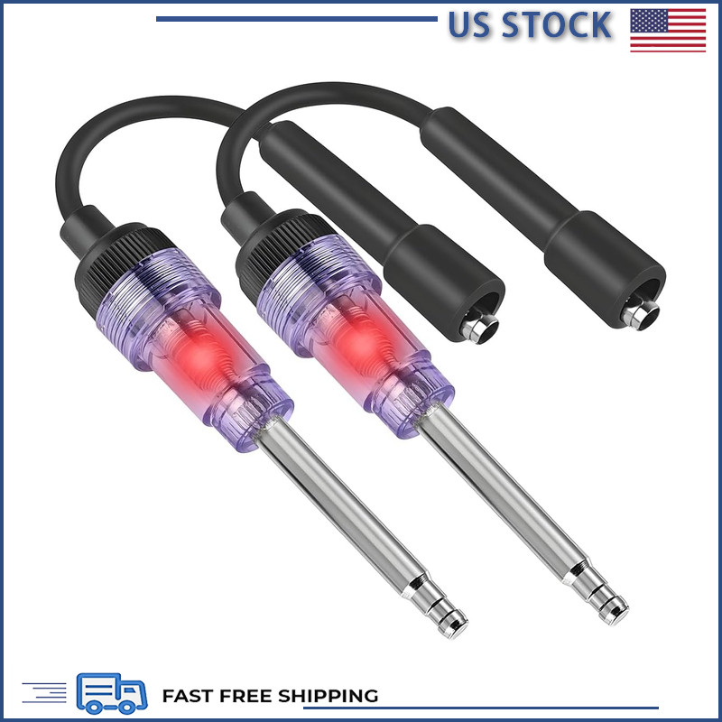 2PCS Inline Spark Plug Tester, Straight Boot Ignition Coil Diagnostic Size: 2PCS