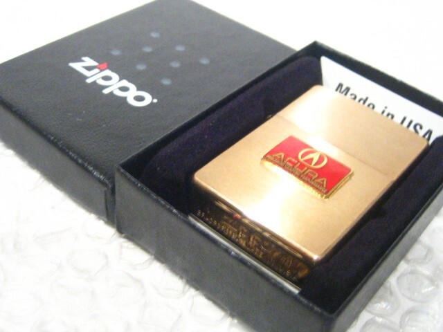 Zippo Acura Emblem Logo Metal Gold Red Oil Lighter Regular Case Japan