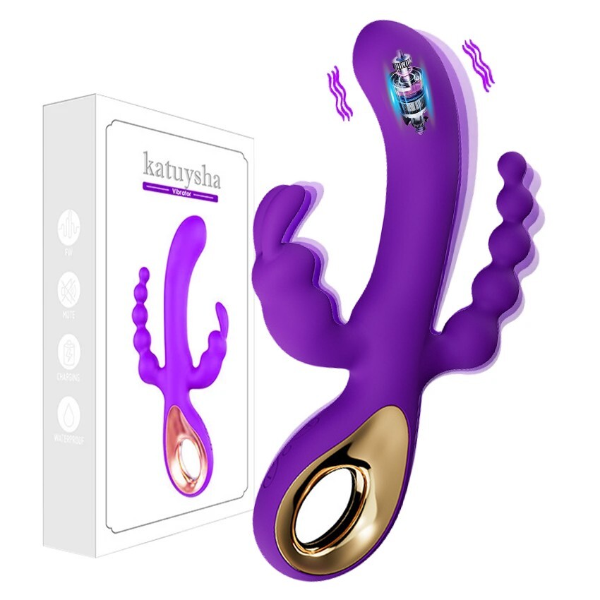 3 IN 1 Rechargeable Rabbit Vibrator Dildo G-spot Massager Anal Sex Toy For Women