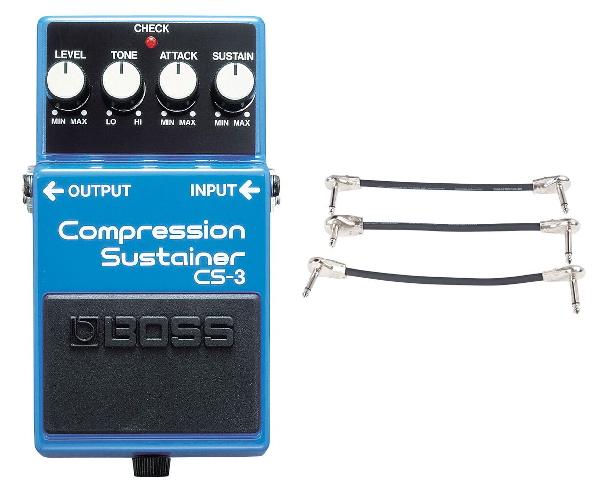 Boss CS-3 Compression Sustainer Pedal + Gator Patch Cable 3 Pack