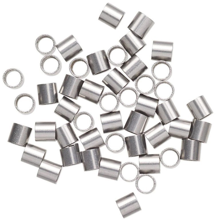 Crimp, 50 Stainless Steel 3x3mm Tube Crimp Beads with 1.5mm Inside Diameter