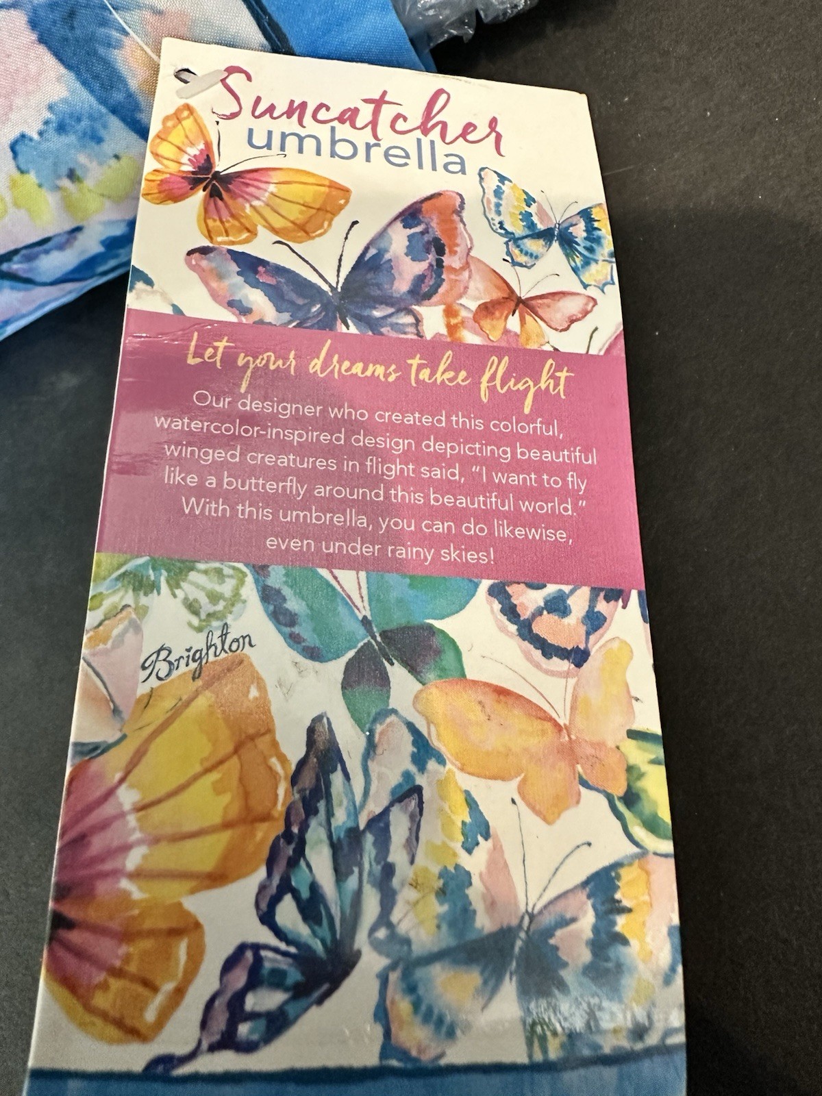 Brighton Automatic Umbrella Sun Catcher Butterflies NOS