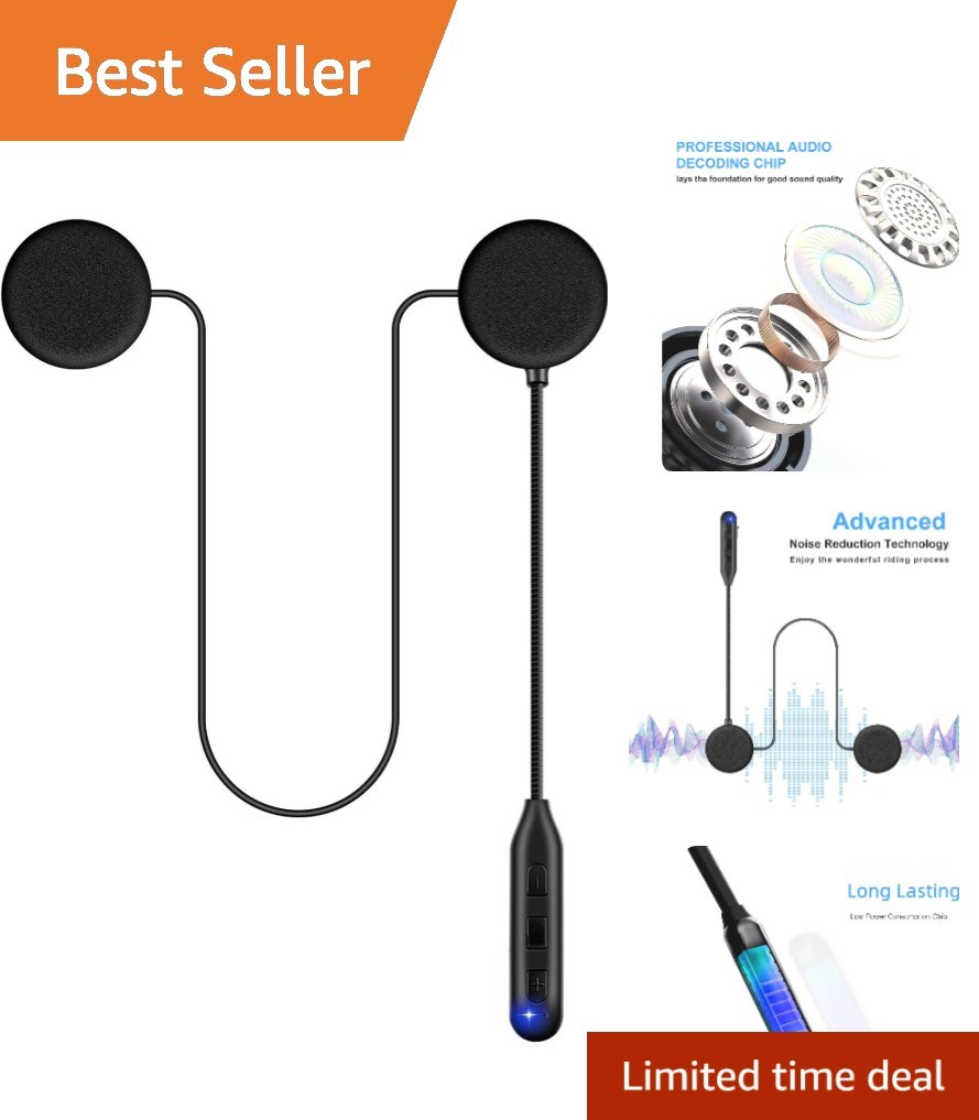 Motorcycle Helmet Bluetooth Headset with Voice Assistant & 30m Connection Range