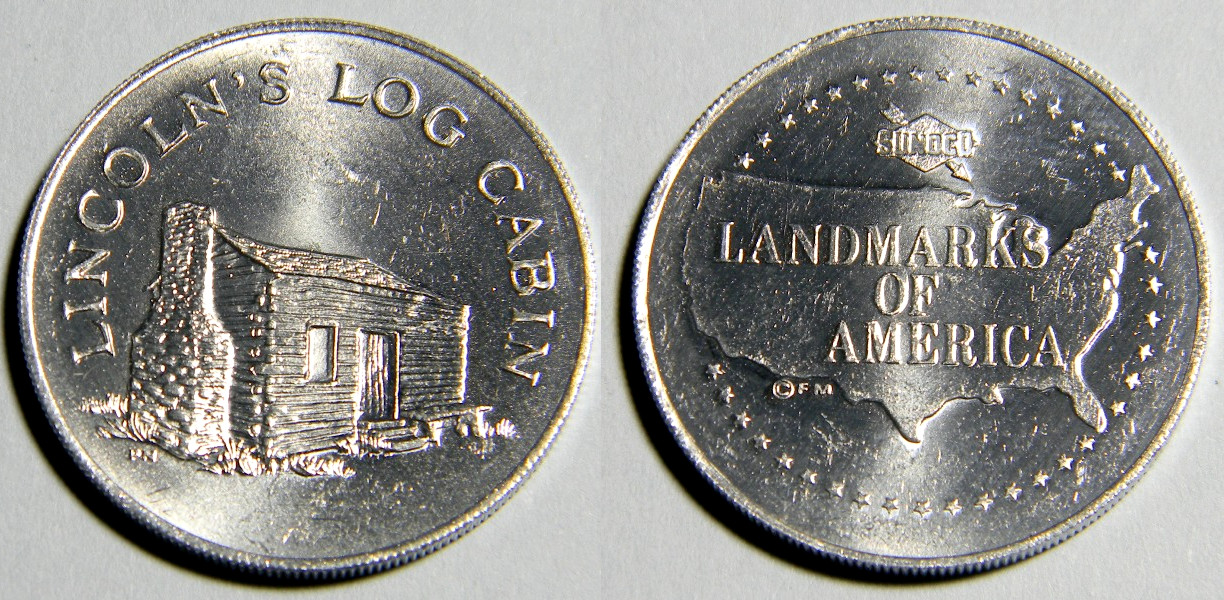 Sunoco Landmarks of America Lincoln's Log Cabin Token (02202)