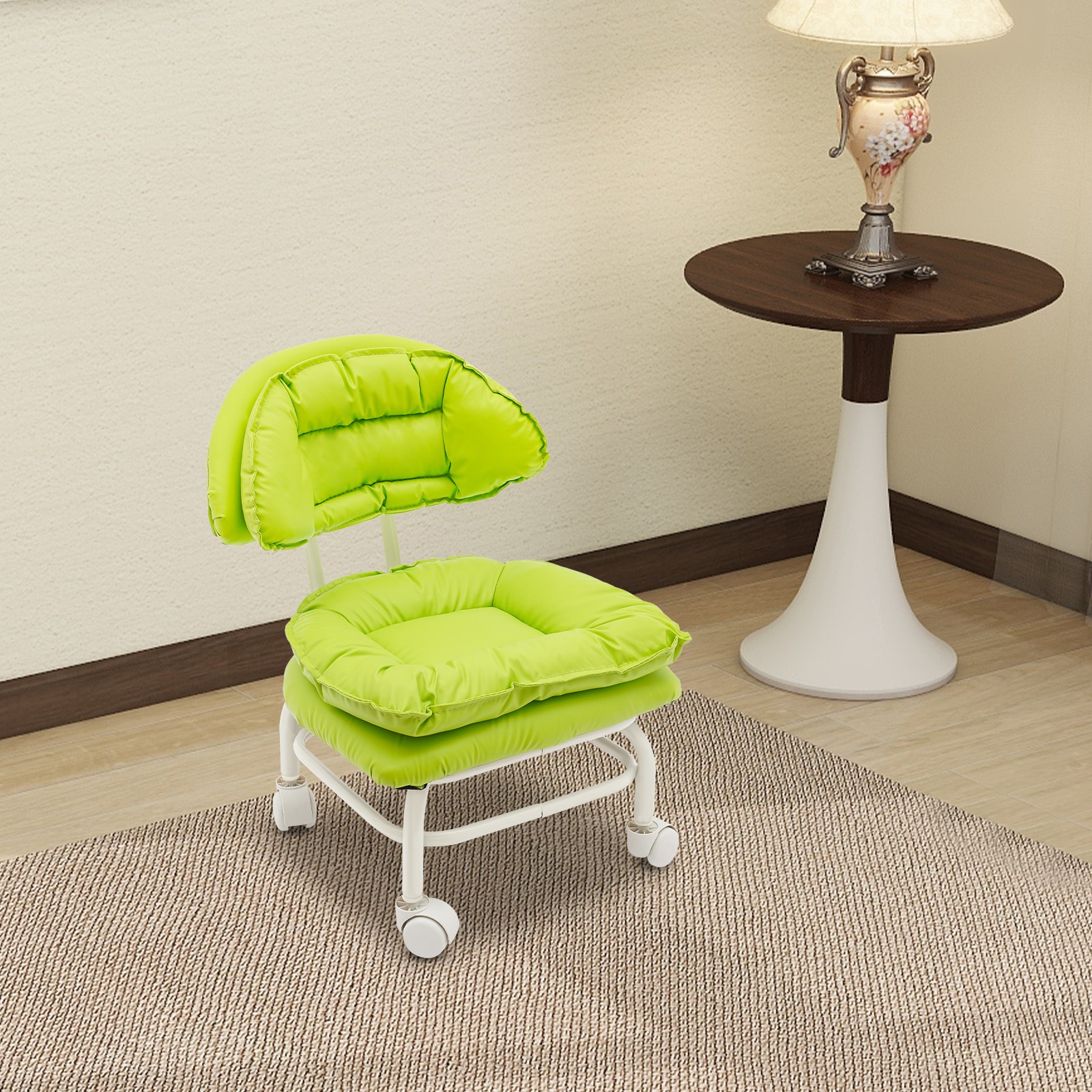Ergonomic Rolling Stool with Back Rest, Heavy Duty Rolling Stool, Roller Chair