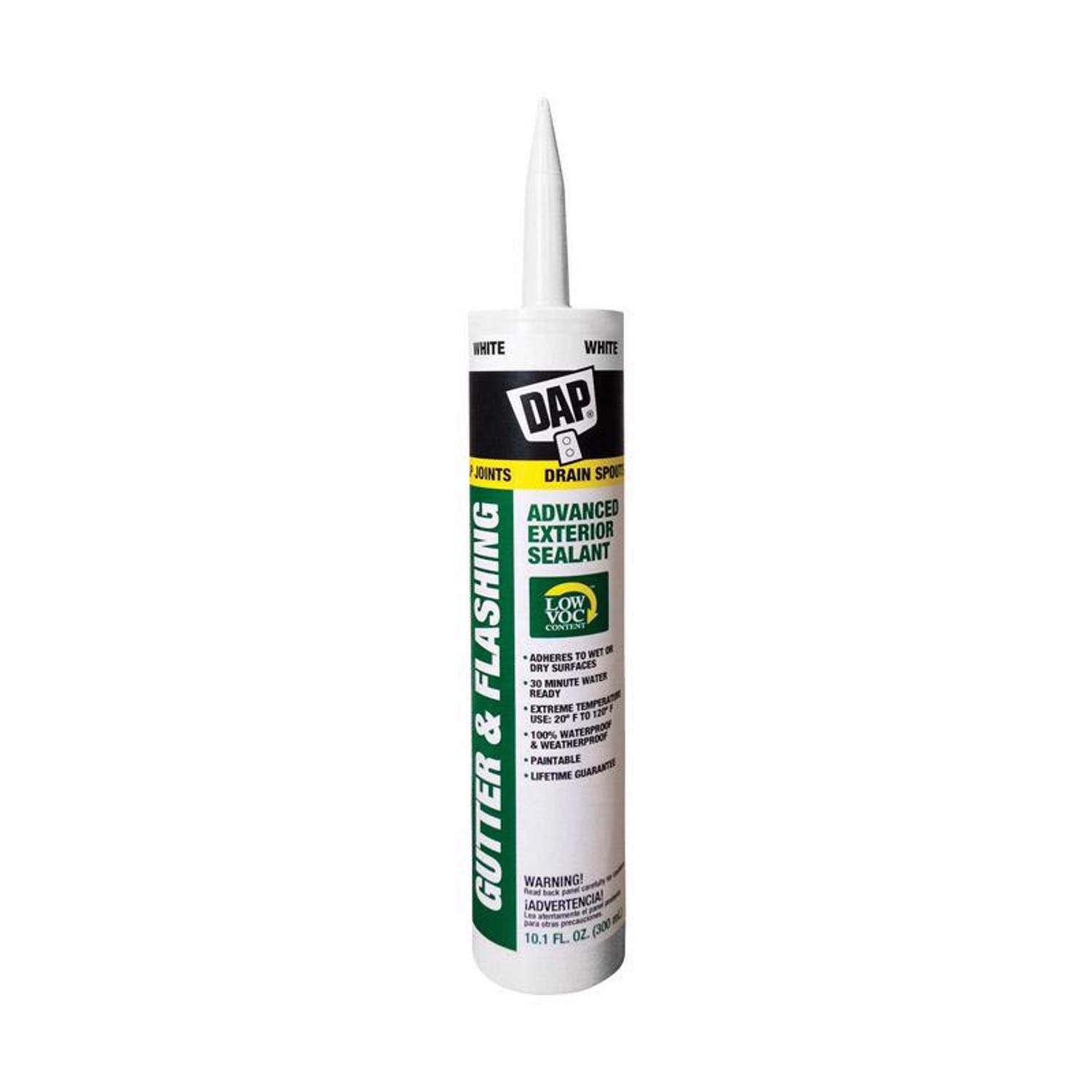 DAP 1801 White Polymer Advanced Gutter & Flashing Sealant 10.1 oz. (Pack of 12)