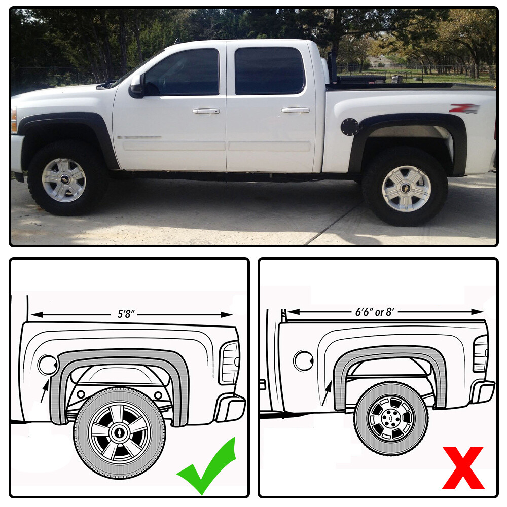 Short Bed Factory Style Fender Flare Black Fit For 2007-13 Chevy Silverado 1500