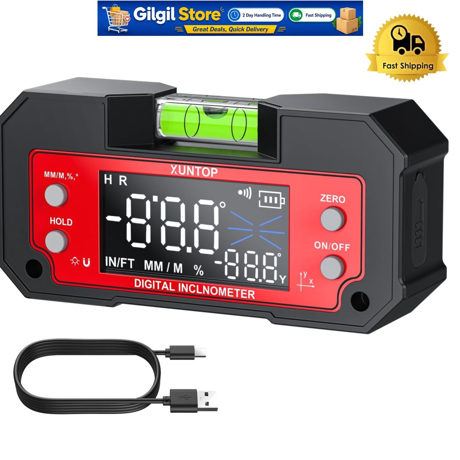 User-Friendly Dual Axis Angle Finder with Rechargeable Battery for Professionals