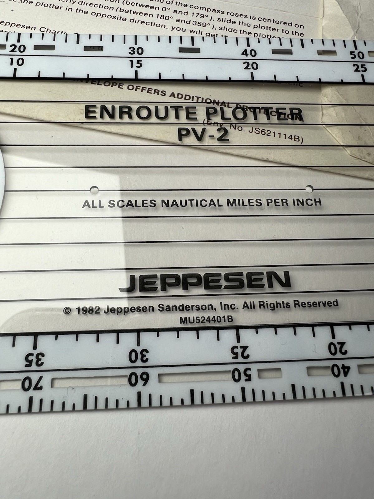 Vintage Enroute Plotter PV-2 Jeppesen 1982 w/ Instruction Envelope USA