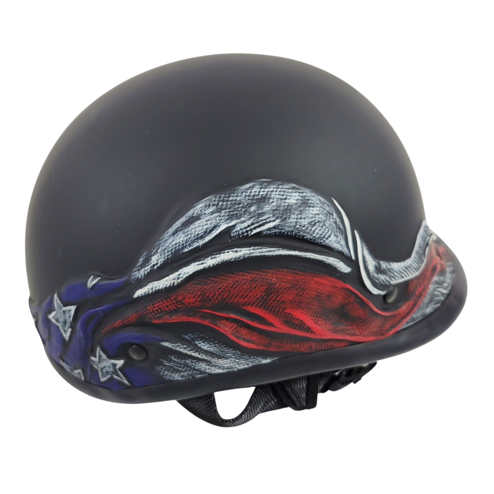 BADASS Scars & Stripes Dull Black DOT Half Helmet Low Profile USA Flag L