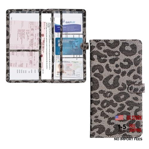 Kewucn Car Registration and Insurance Holder, Leather Auto Glove Large-Leopard