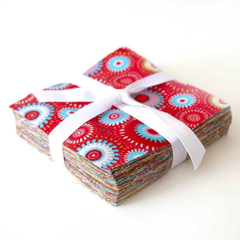 102 piece  Fizzy pop  pre cut charm pack 5" squares 100% cotton fabric quilt