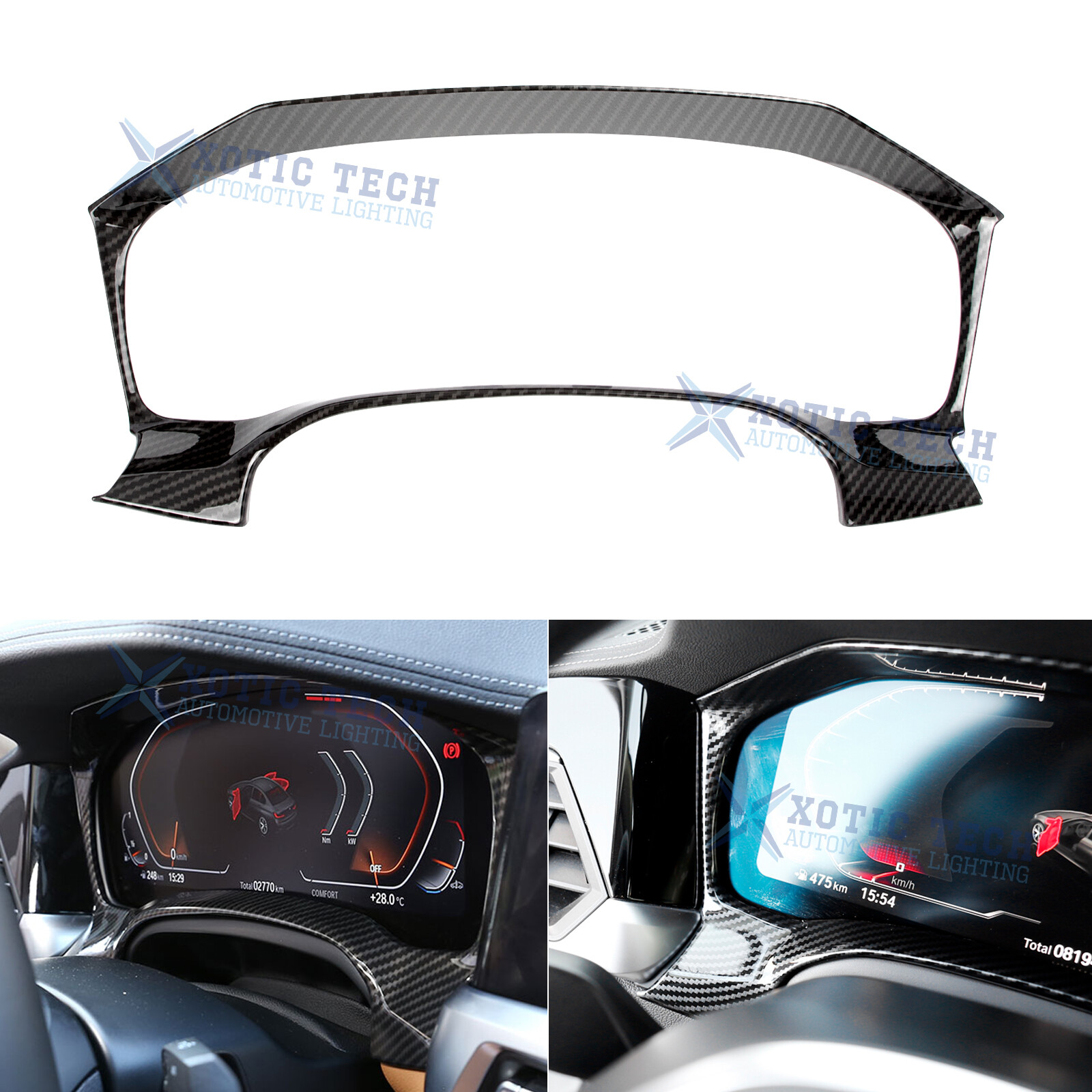 Carbon Fiber Pattern Dashboard Frame Cover Trim For BMW 3 Series G20 2019-2022